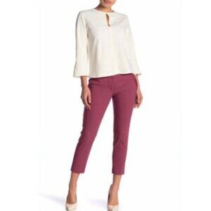 Amanda & Chelsea Ruffle Trim Pocket Cropped Pants Burgundy Size 10P